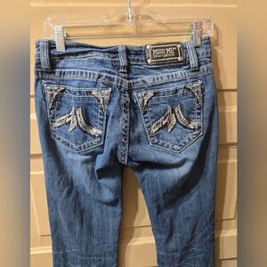 Miss Me Blue Boot Cut Jeans with Silver Embroidery